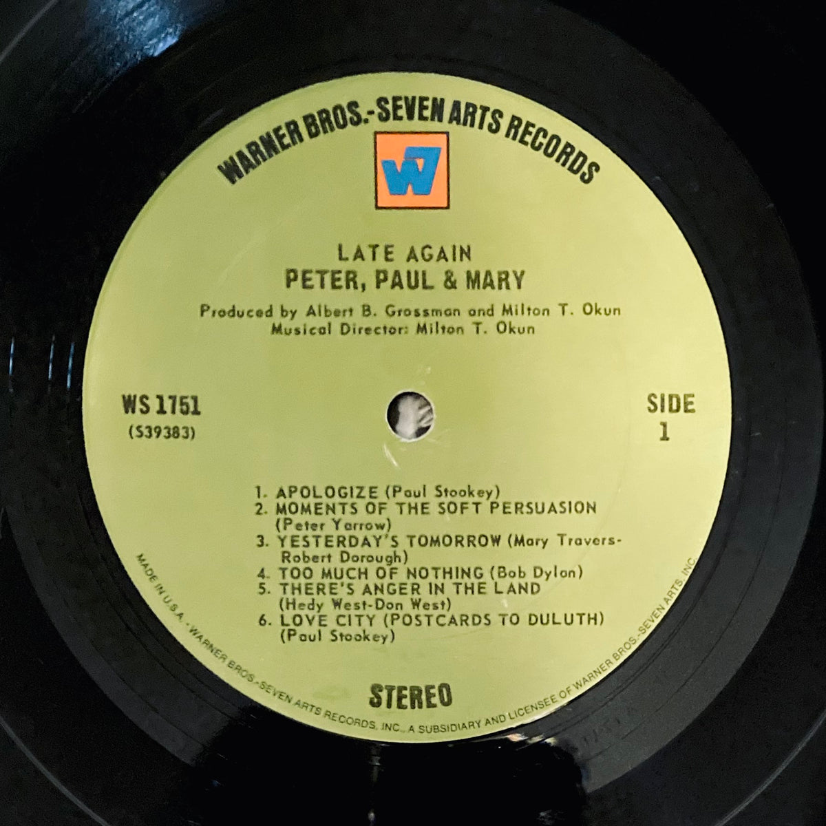 Peter Paul Mary Late Again LP 1968 Modern Soul Records