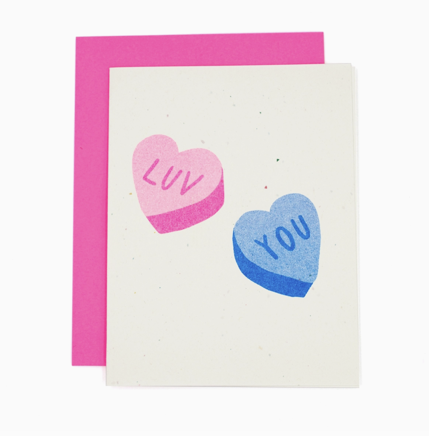 "Luv You Candy Hearts" Risograph (Blank Inside) Greeting Card
