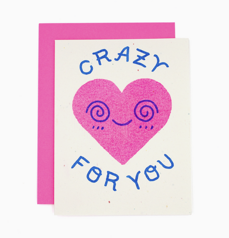 "Crazy For You" Risograph (Blank Inside) Greeting Card