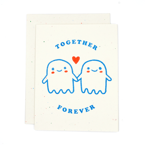 "Together Forever Ghosts" Risograph (Blank Inside) Greeting Card