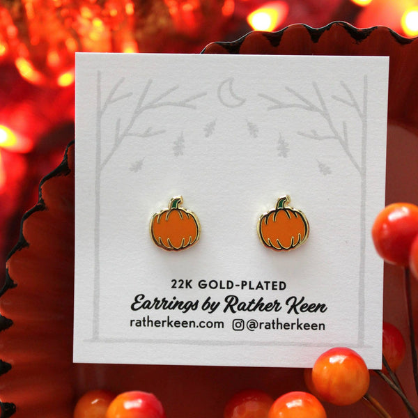 Gold-Plated Pumpkin Stud Earrings