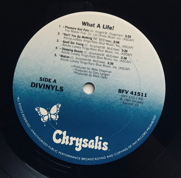 Divinyls, "What A Life!" Promo LP (1985). Record sticker label image. Pop and heavy rock, alternative rock.