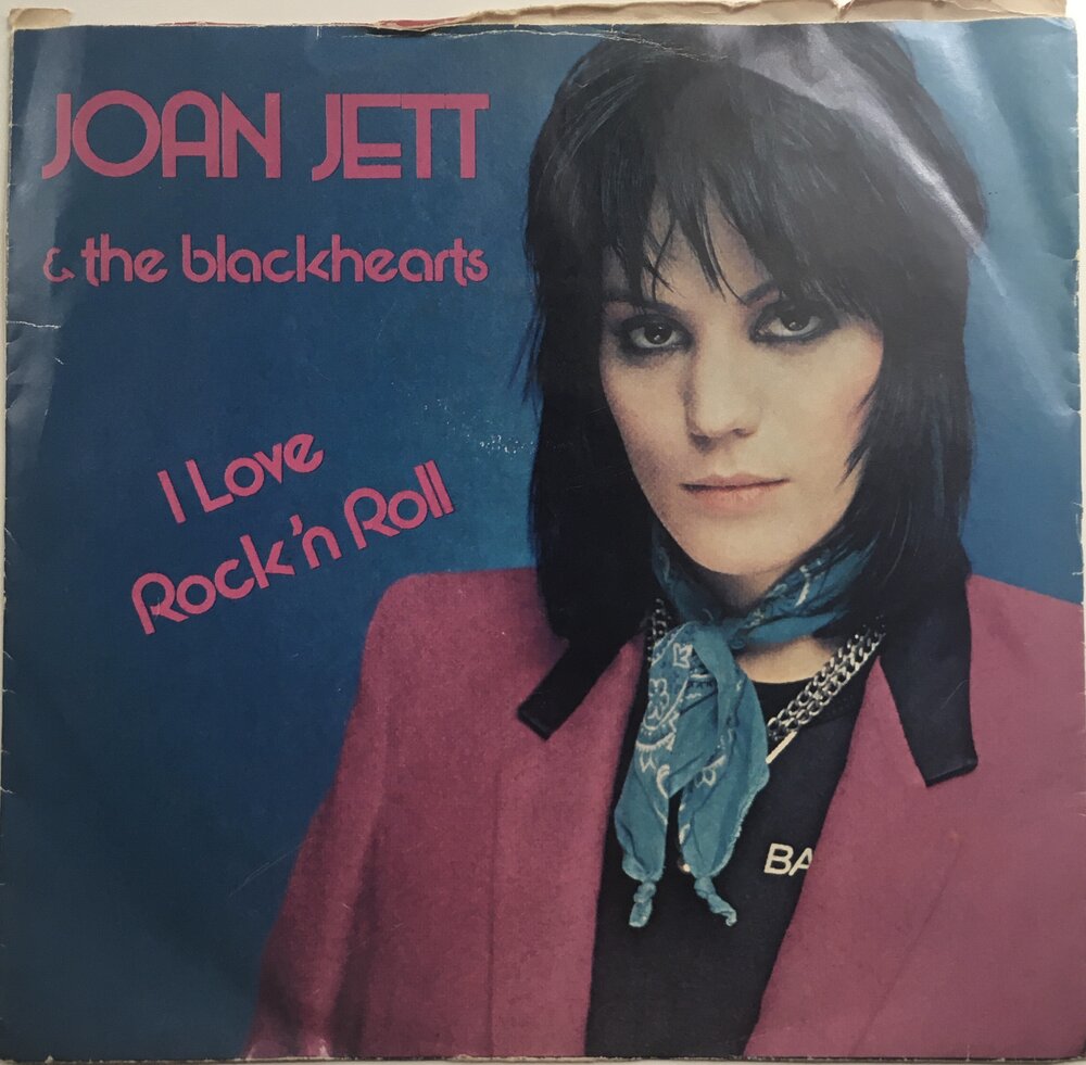 Joan Jett & The Blackhearts, "I Love Rock 'n Roll" Single (1982). Front cover image. Rock n' roll, punk, power-pop.