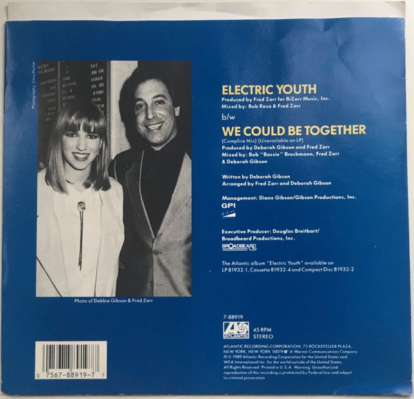 Debbie Gibson, "Electric Youth" Single (1989). Back cover image. Pop, dance, electronic.