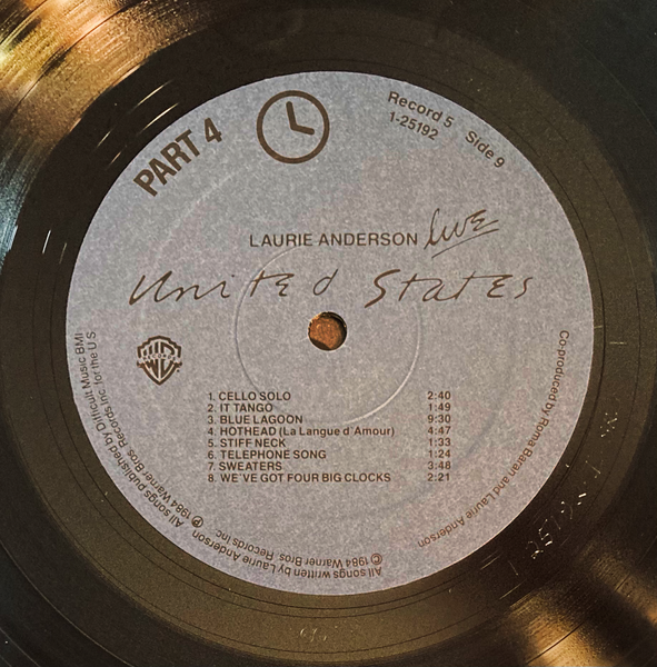 Laurie Anderson "United States Live" 5xLP Box Set (1984)
