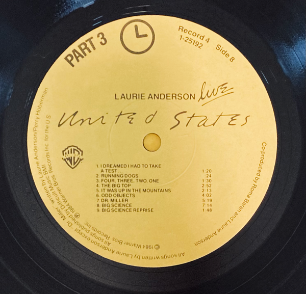 Laurie Anderson "United States Live" 5xLP Box Set (1984)