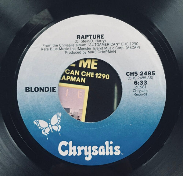 Blondie, "Rapture" Single (1981). Record label sticker image. Pop-punk, power pop. Punk.