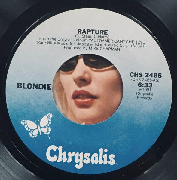 Blondie, "Rapture" Single (1981). Record sticker label image. Pop-punk, power pop. Punk.
