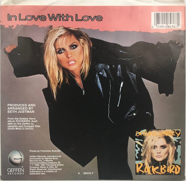 Debbie Harry, "In Love With Love" Single (1986). Back cover image. Pop-punk, pop-rock.