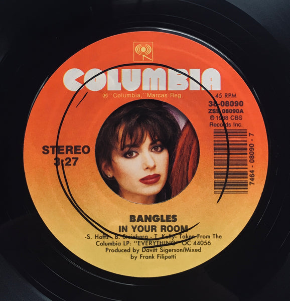 The Bangles, "In Your Room" Single (1988). Record label sticker image. Pop, power-pop.