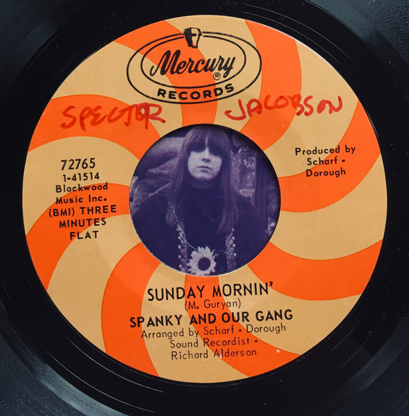 Spanky And Our Gang, "Sunday Mornin'" Single (1967). Record label sticker image. Pop-folk, rock.