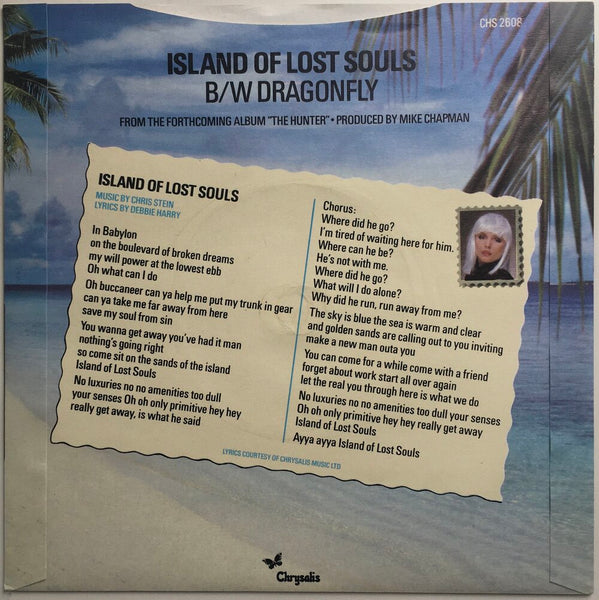 Blondie, "Island Of Lost Souls" Single (1982). Back cover image. Pop-punk, power pop. Punk.
