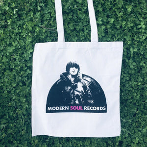 Modern Soul Records, Logo on natural Tote/Record Bag, Awesome Dudes Printing, 2020.