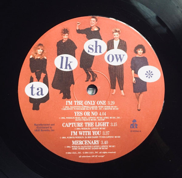 The Go-Go's, "Talk Show" Promo LP (1984). Recover label sticker image. Pop, pop-rock, pop-punk. Rare radio promo copy.