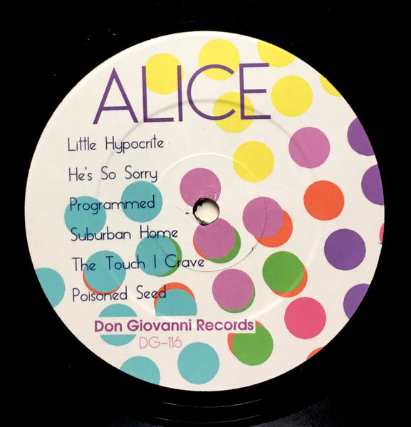 Alice Bag, "Alice Bag" LP (2016). Record label sticker image. Alice Bag's 2016 solo debut for Don Giovanni Records. A great album and a solid introduction to the solo work of punk songwriter Alice Bag. 