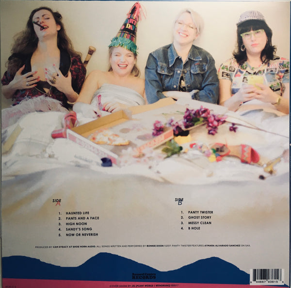 Bonnie Doon, "Dooner Nooner" LP (2017). Back cover image. Canadian experimental post-punk dance and garage-surf! Excellent debut album from this group!