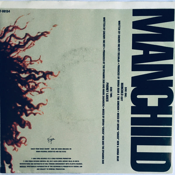 Neneh Cherry, "Manchild" Single (1988). Back cover image. Pop, rap, dance-electronic, experimental.