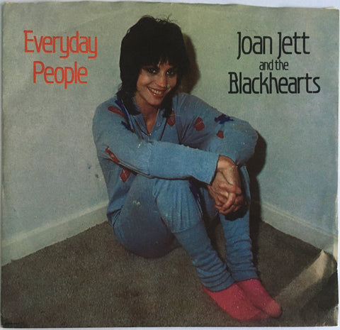 Joan Jett and the Blackhearts, "Everyday People" Single (1983). Front cover image. Power-pop, pop, punk.