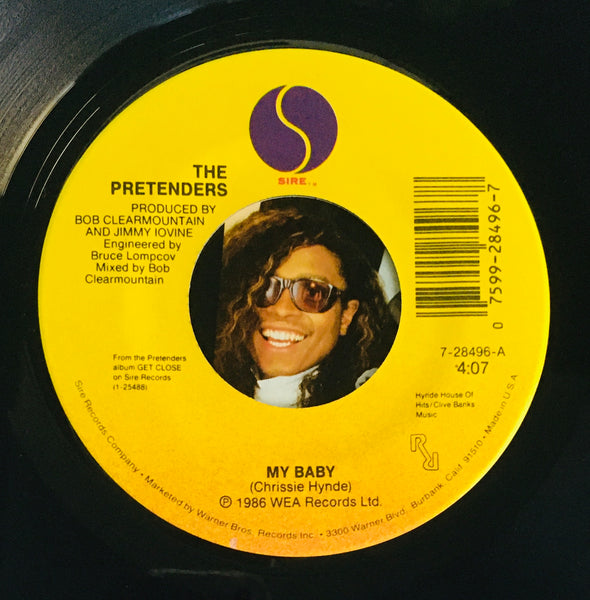 The Pretenders, "My Baby" Single (1987). Record label sticker image. Pop, Modern Rock, Power-Pop.