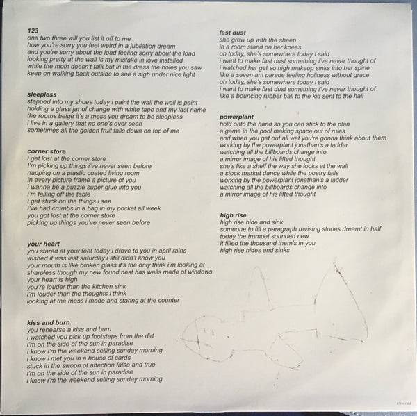 Girlpool, "Powerplant" LP (2017). Lyrics insert image. Anti- Records release. Pop, punk, folk.