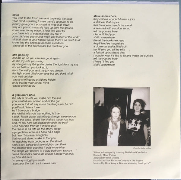 Girlpool, "Powerplant" LP (2017). Lyrics insert cover image. Anti- Records release. Pop, punk, folk.