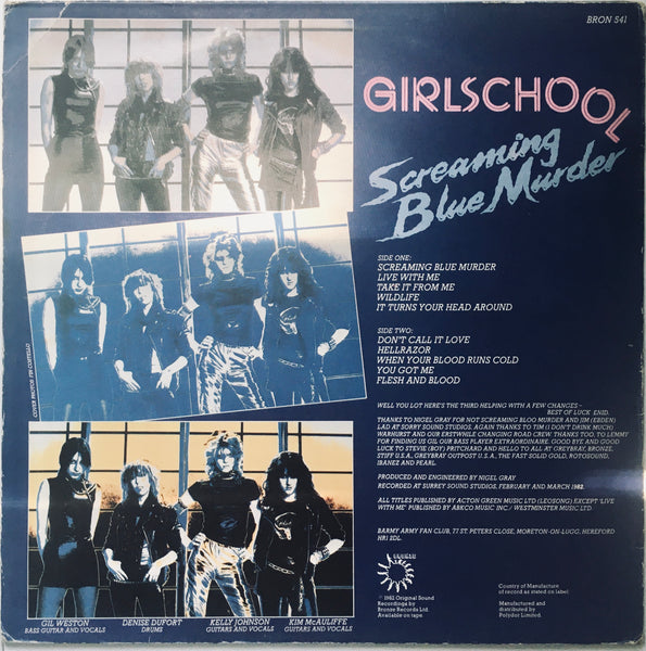 Girlschool "Screaming Blue Murder" LP (1982)