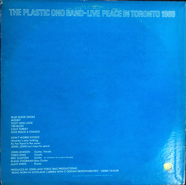 The Plastic Ono Band "Live Peace In Toronto 1969" LP