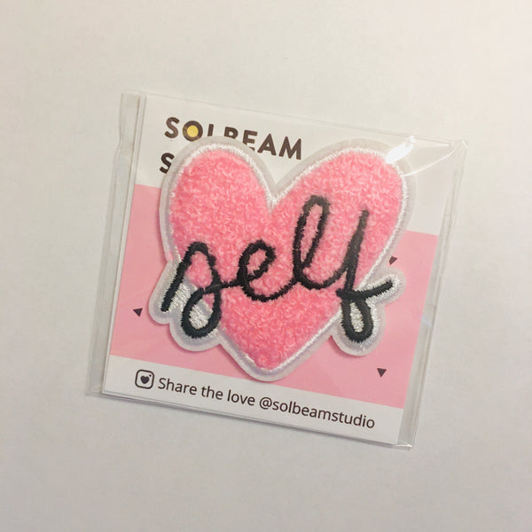 Solbeam "Self Love" Pink Heart Chenille Embroidered Patch