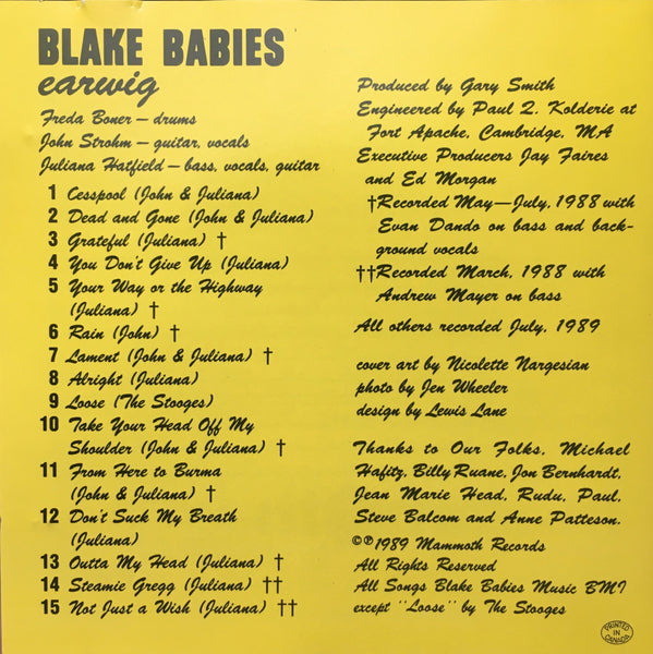 Blake Babies "Earwig" CD (1989)