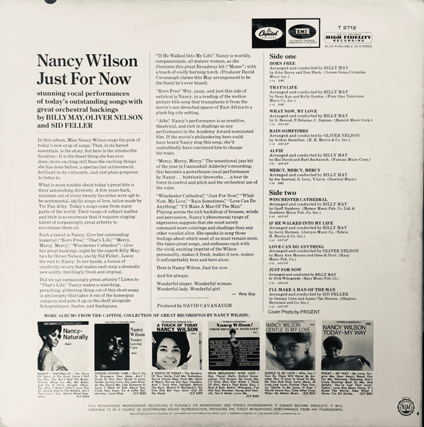 Nancy Wilson "Just For Now" LP (1967)