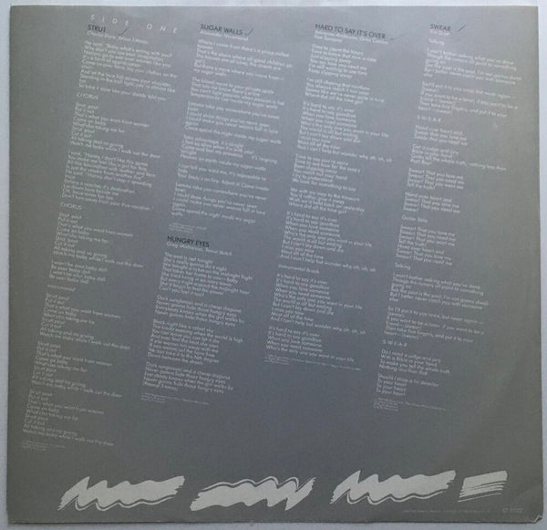 Sheena Easton, "A Private Heaven" LP (1984). Inner lyric sleeve image. Features "Sugar Walls," pop-funk, dance.