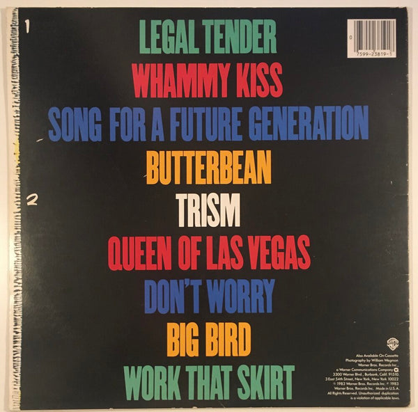The B-52's, "Whammy!" LP (1983). Back cover image. Pop, experimental, pop-rock, alternative rock.