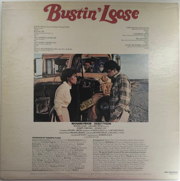 Roberta Flack, "Bustin Loose" Promo LP (1981). Back cover image. Promo movie soundtrack, 80's, soul, funk.