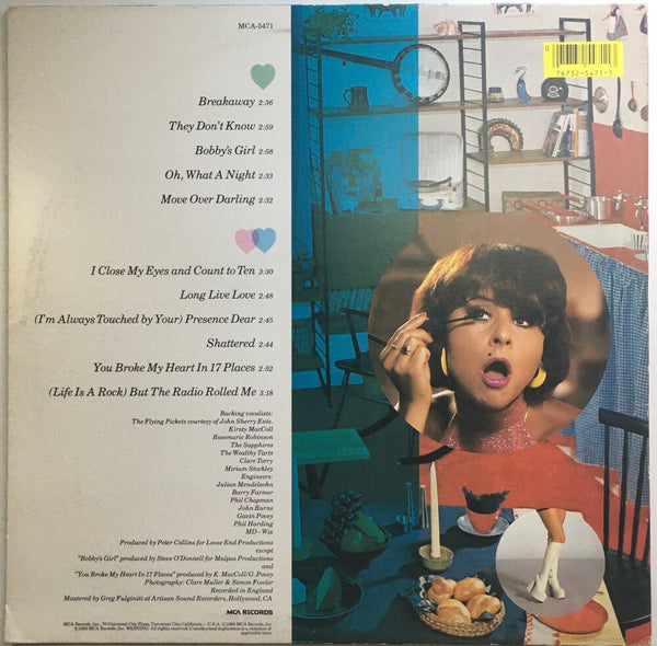Tracey Ullman, "You Broke My Heart In 17 Places" LP (1983). Back cover image. Country, pop-rock, comedy album from Tracey Ullman and produced by the late and great Kirsty MacColl.