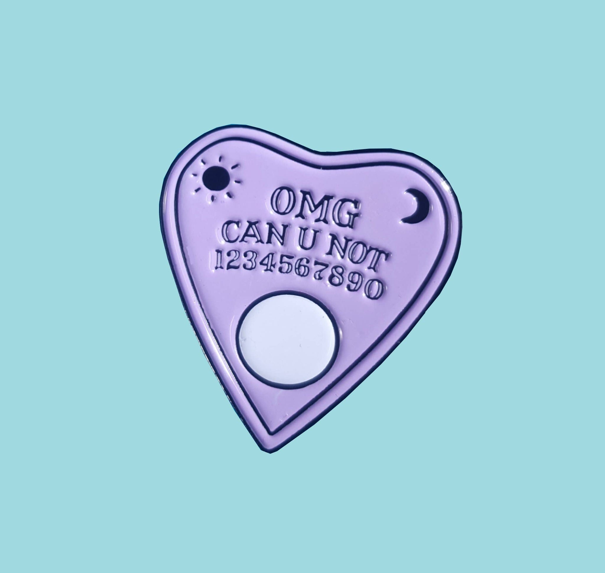 "OMG Ouija Planchette" Pink or Purple Enamel Lapel Pin