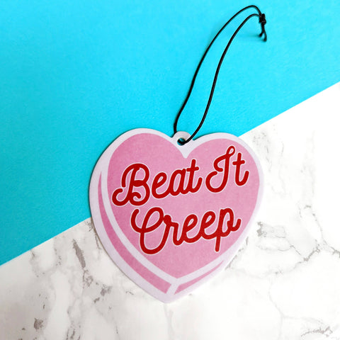 "Beat It Creep" Pink & Red Heart Air Freshener