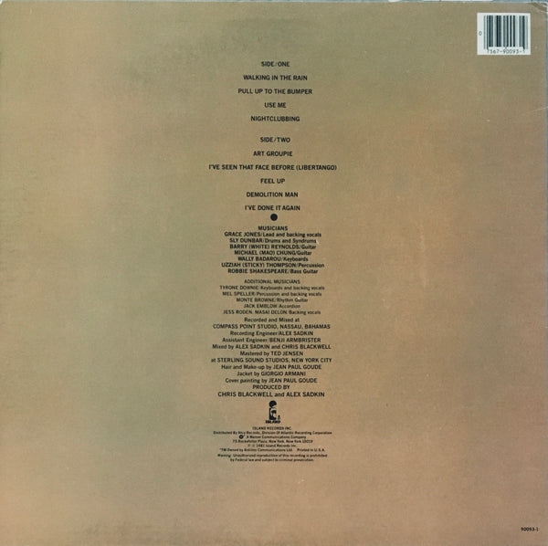 Grace Jones “Nightclubbing” RE LP (1983)