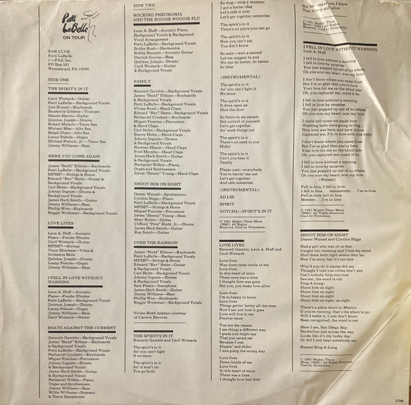 Patti LaBelle "The Spirit's In It" LP (1981)
