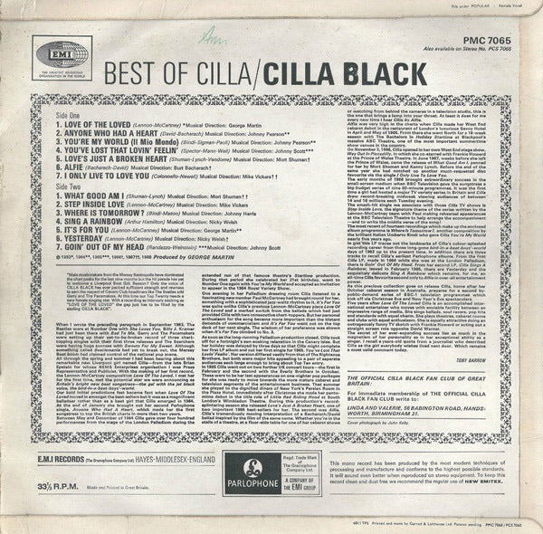 Cilla Black “The Best Of Cilla Black” LP (1968)