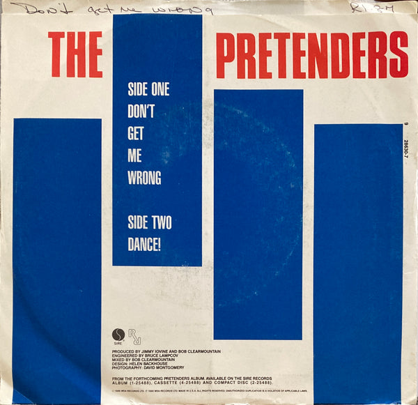 Pretenders "Don't Get Me Wrong" Single (1986)