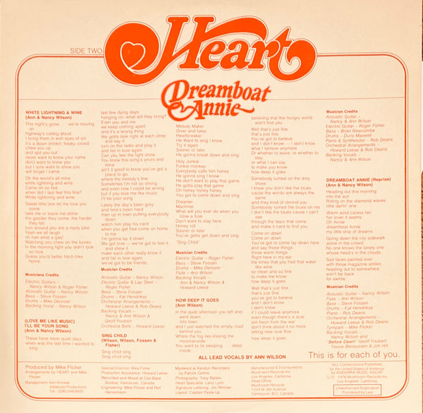 Heart "Dreamboat Annie" LP (1976)