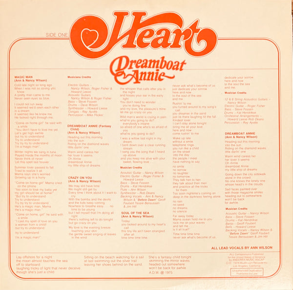 Heart "Dreamboat Annie" LP (1976)