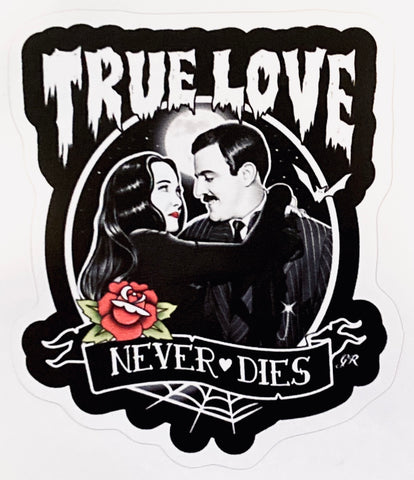 Morticia and Gomez True Love Never Dies Sticker