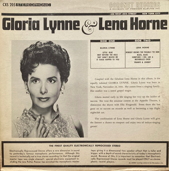 Gloria Lynne & Lena Horne Split Artist 12" LP (1963)
