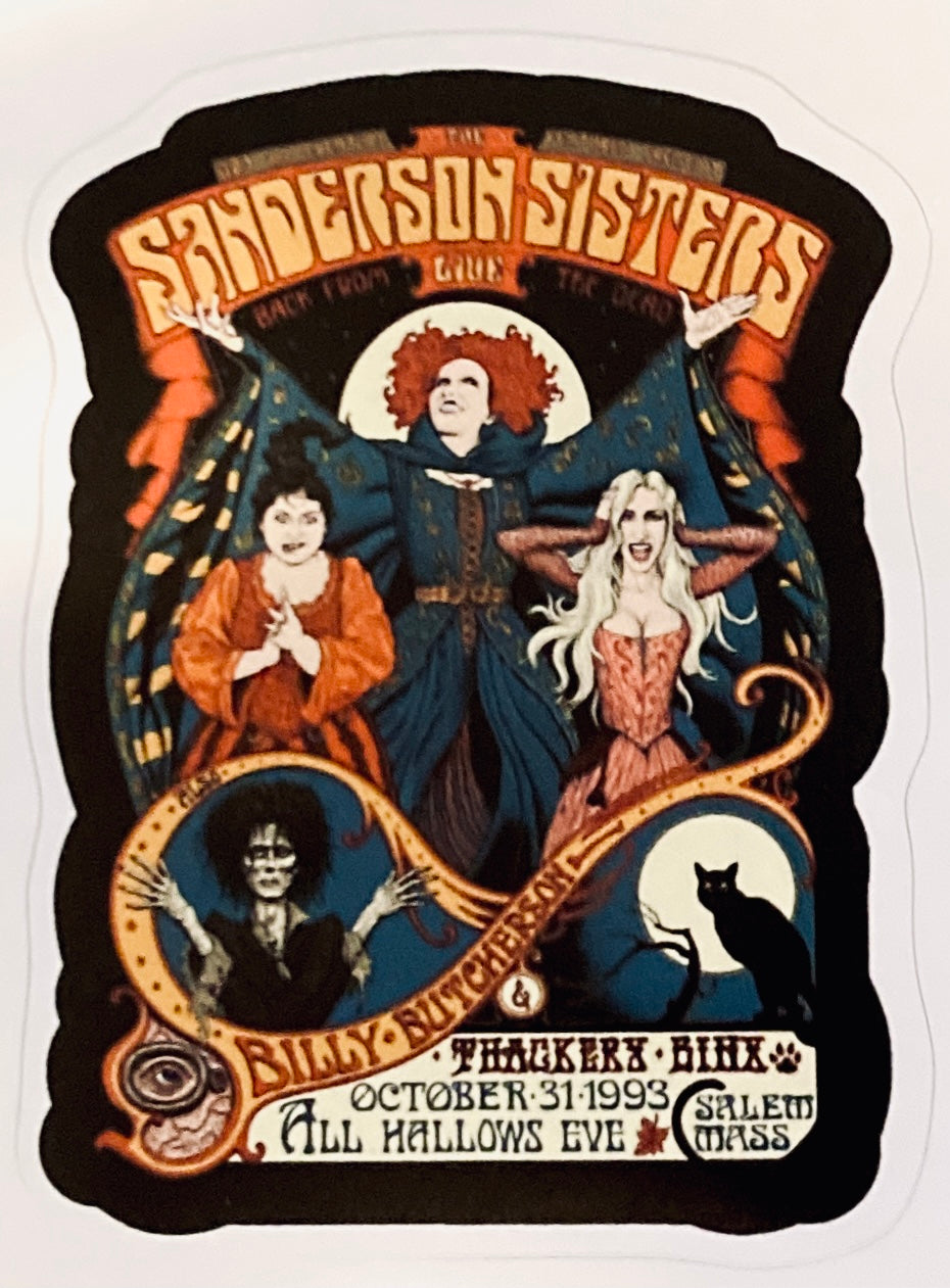 Sanderson Sisters Hocus Pocus 70s Retro Poster Sticker