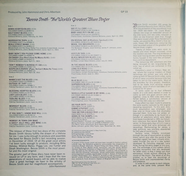 Bessie Smith "The World's Greatest Blues Singer" 2XLP (1970)