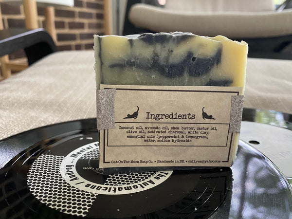 Vinyl Themed "Activated Charcoal" Bar Soap by Cat On The Moon Soap Co.