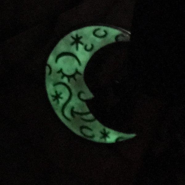 Halloween Moon Glow-In-The-Dark Cat Enamel Pin